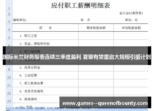 国际米兰财务报表连续三季度盈利 夏窗有望重启大规模引援计划
